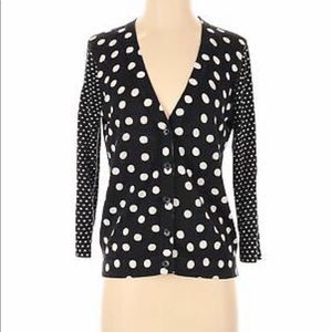Loft Black and White polka dot cardigan Size Medium